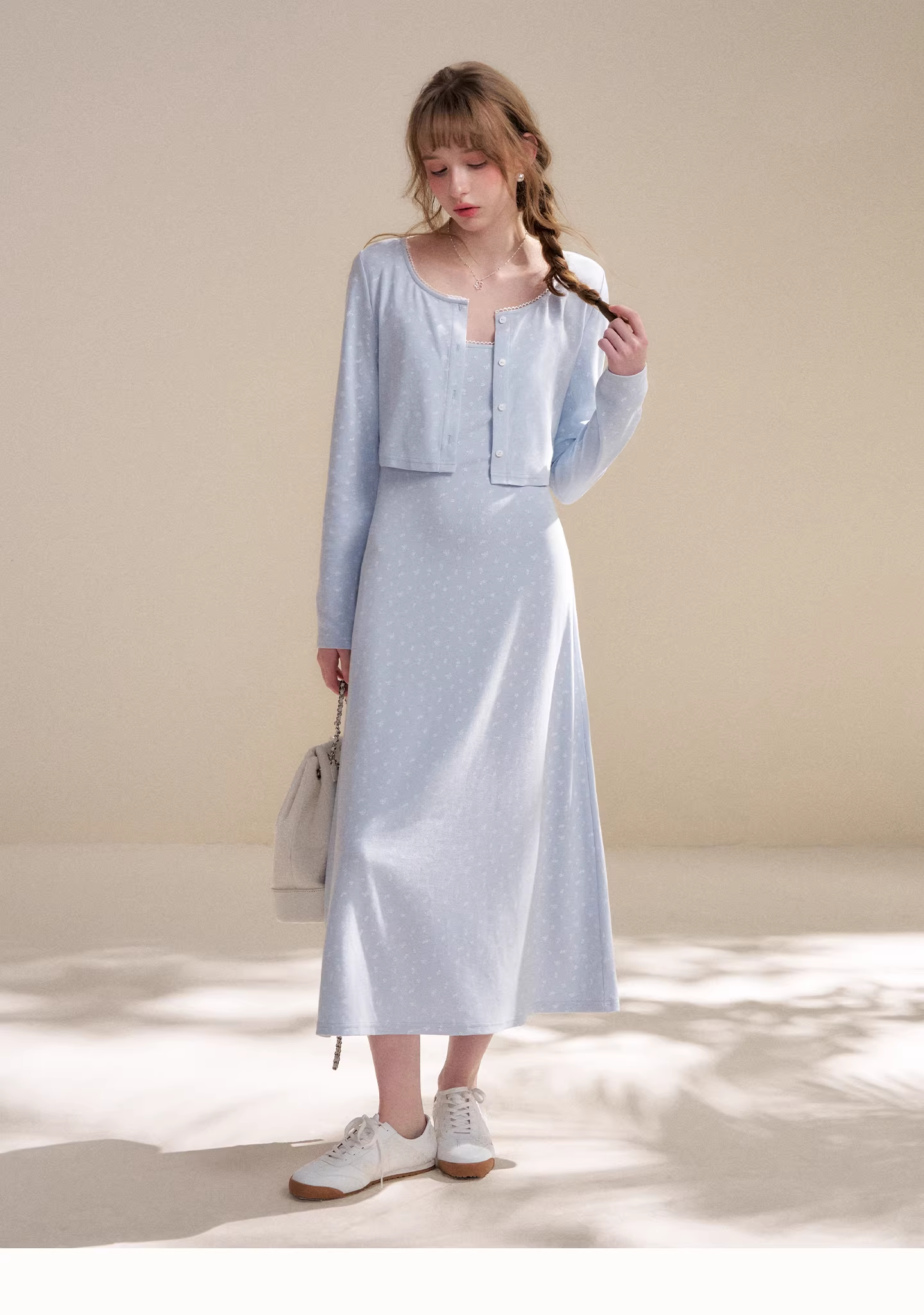 Kroche KZY2069&amp;KZY2070 Lace patchwork knit sweater + dress