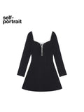 Self-Portrait BLACK KNIT DIAMANTE MINI DRESS