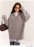 AsGony ASG24554/ASG24553 Grey Sweater & Lace Dress