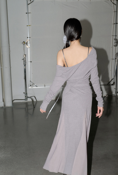 OLIVIA DUO Mermaid Hem Off-Shoulder Mesh Dress Set