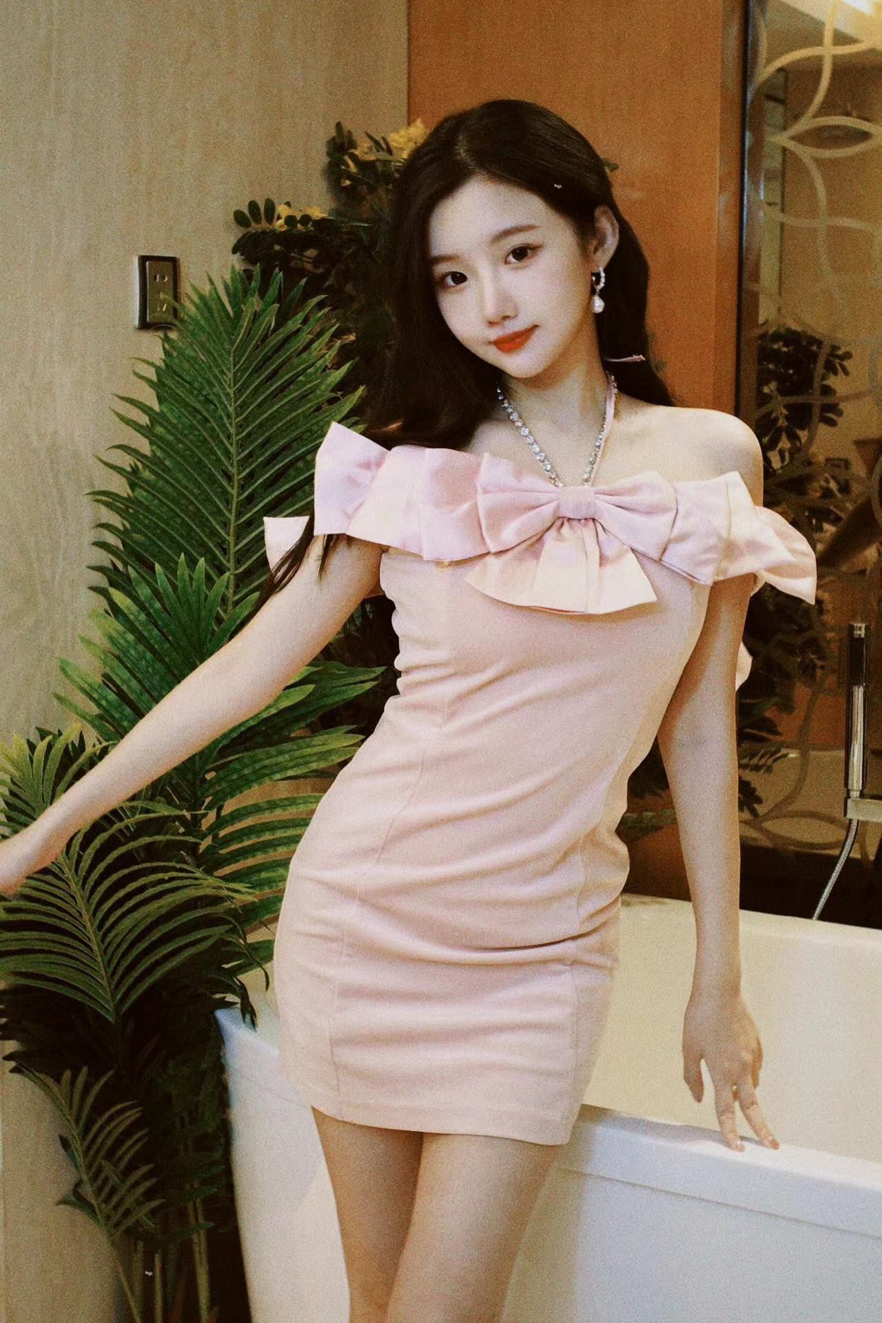 First Date SALE Pink bow dress-IN STOCK