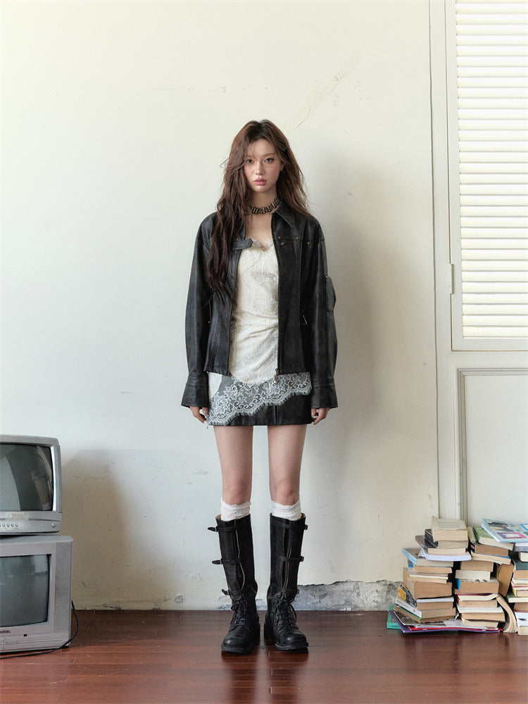 VIA PITTI Sale V24DTP085 Rivet Leather Coat