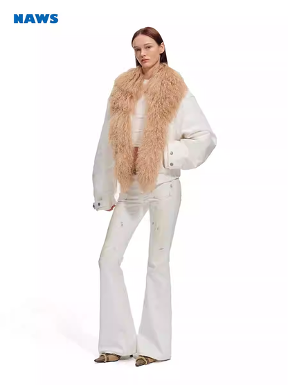 NAWS Polar Collection Down Cotton Jacket with Large Fur Collar