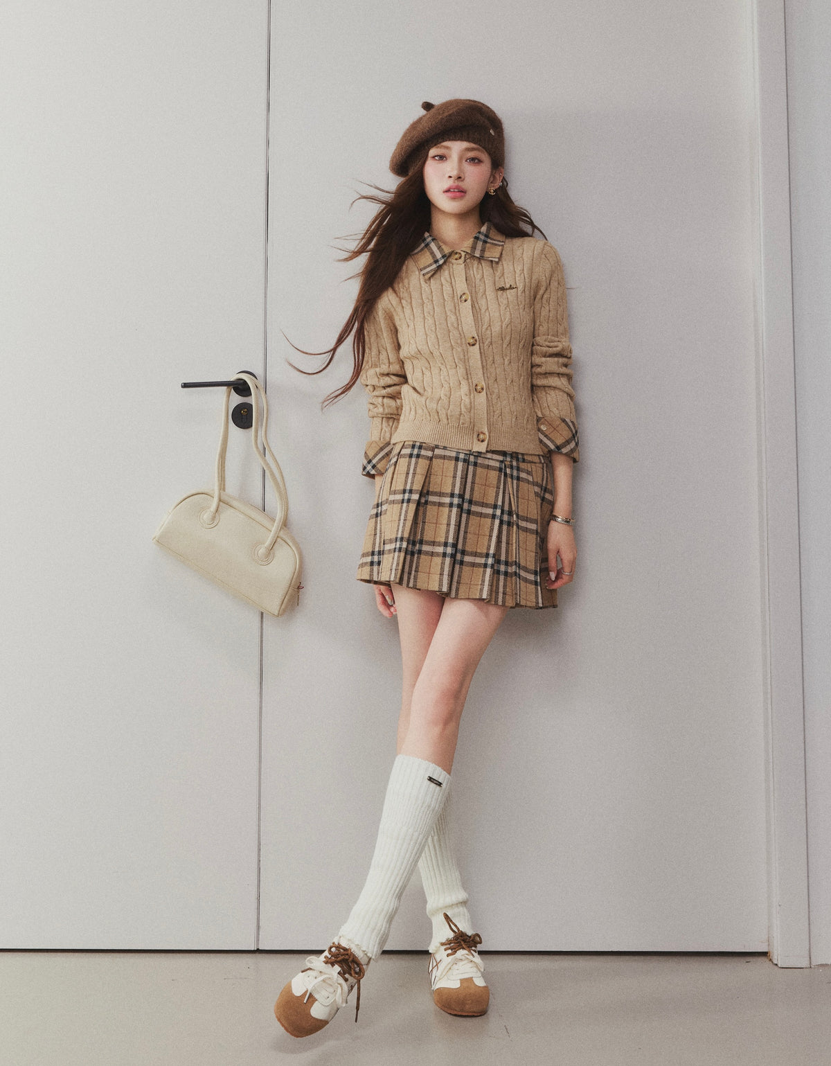 OTEBANBASS Ote260905 Plaid Wool Pleated Skirt