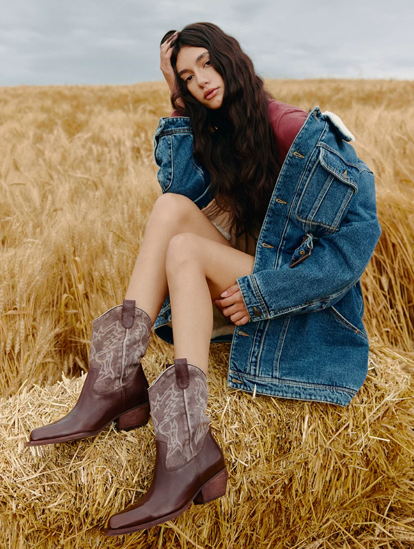 BREADTREE Washed Denim Color-Block Booties(2color)