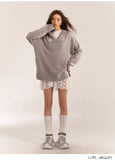 AsGony ASG24554/ASG24553 Grey Sweater & Lace Dress