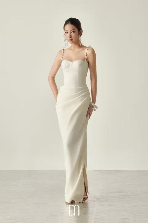 BYDENIO Magnolia Side Slit Drapped Midi Dress