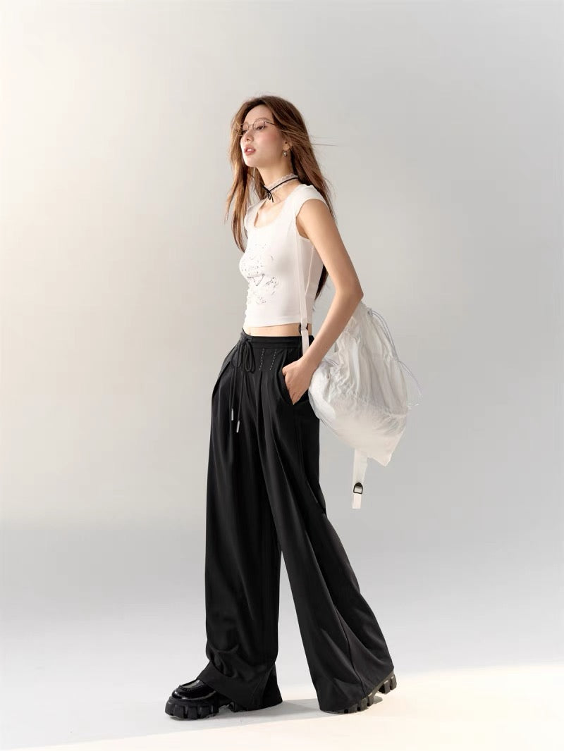 AsGony STRIPE LOOSE TROUSERS (2color)