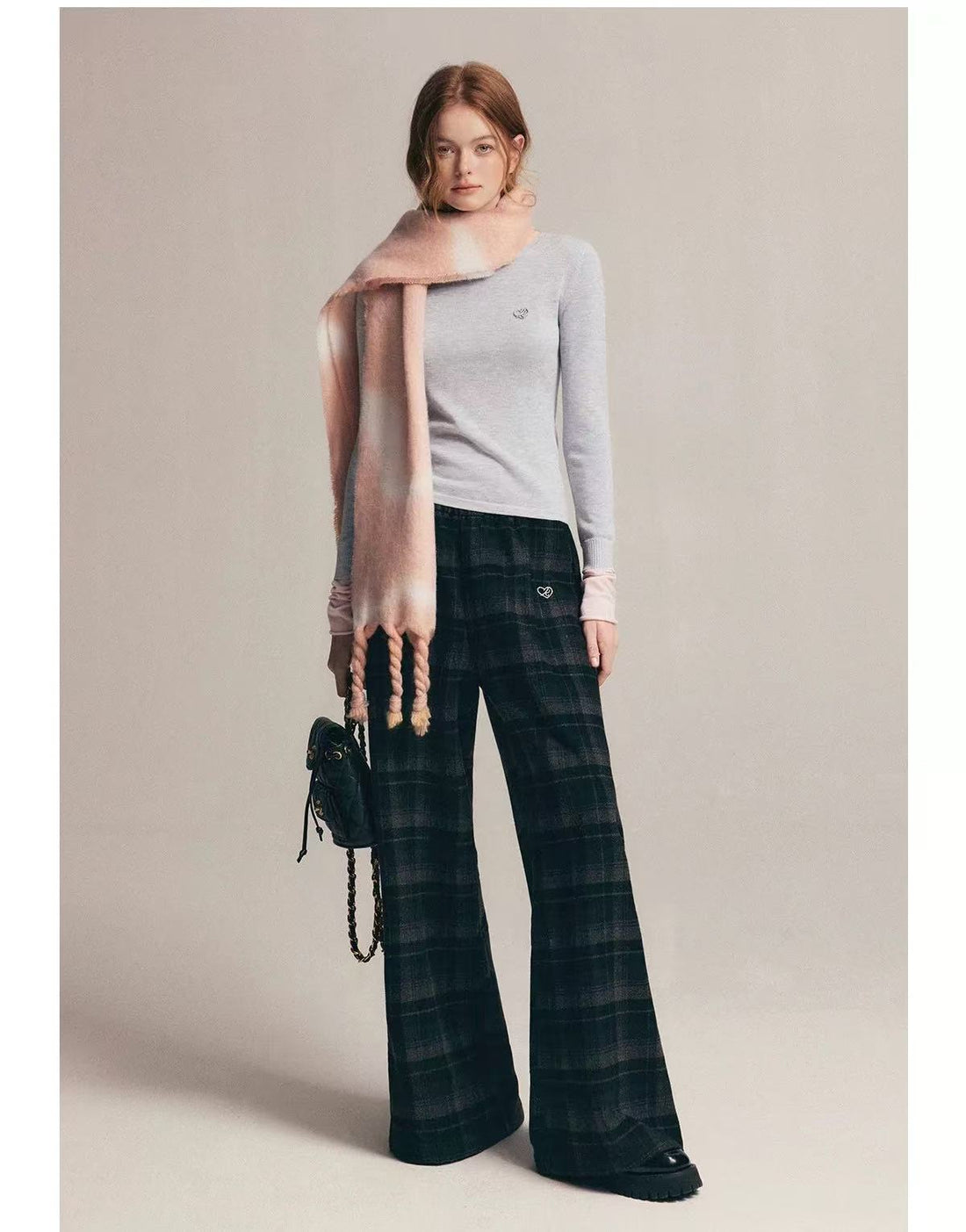 Kroche [Star Style] Plaid loose pants (2color)