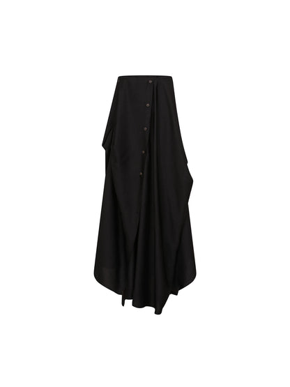 ELYWOOD 23AW029CC Black draping button skirt