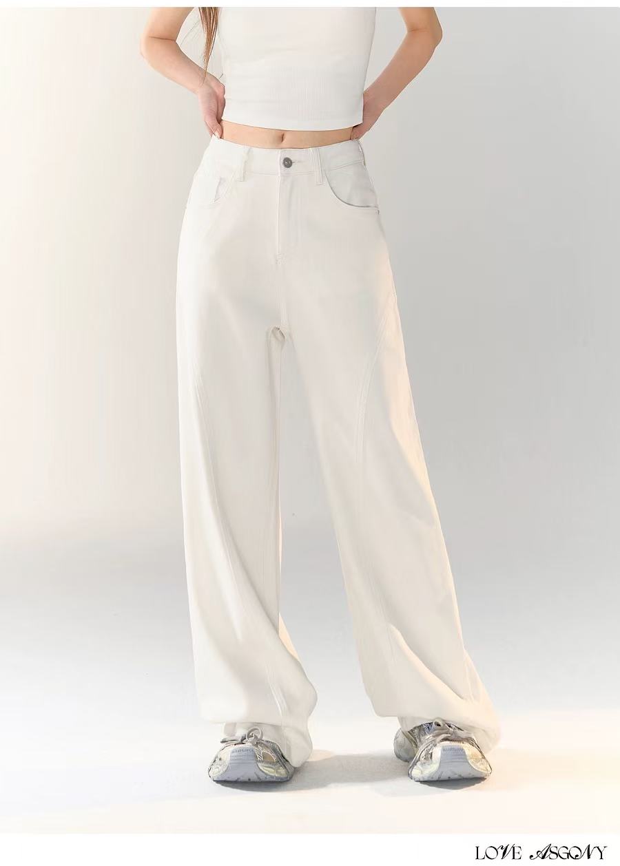 AsGony ASG24741 Straight-leg white jeans