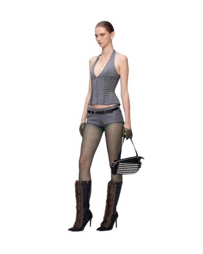 FANCì CLUB [Best Seller] Julia Halterneck Corset Top(3color)