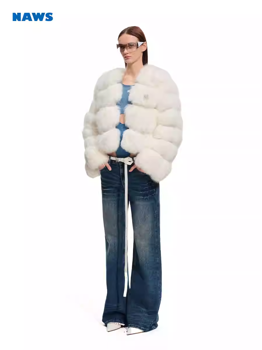 NAWS Polar Collection Finnish White Fox Fur Coat