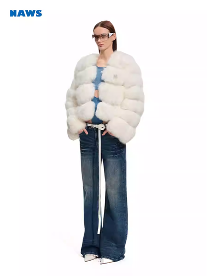 NAWS Polar Collection Finnish White Fox Fur Coat