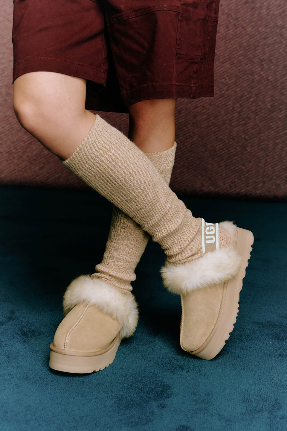 OZLANA UGG OZ3007 LOGO PLATFORM SLIPPER