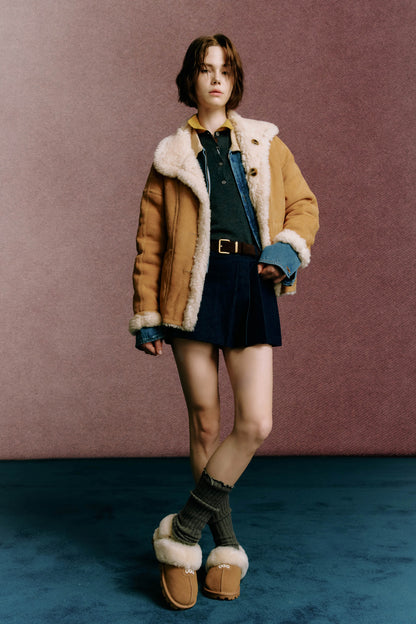 OZLANA UGG OZ3004 CLASSIC COQUETTE LOGO SLIPPER (DETACHABLE FEATURE)