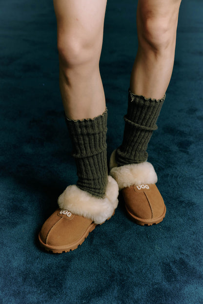 OZLANA UGG OZ3004 CLASSIC COQUETTE LOGO SLIPPER (DETACHABLE FEATURE)