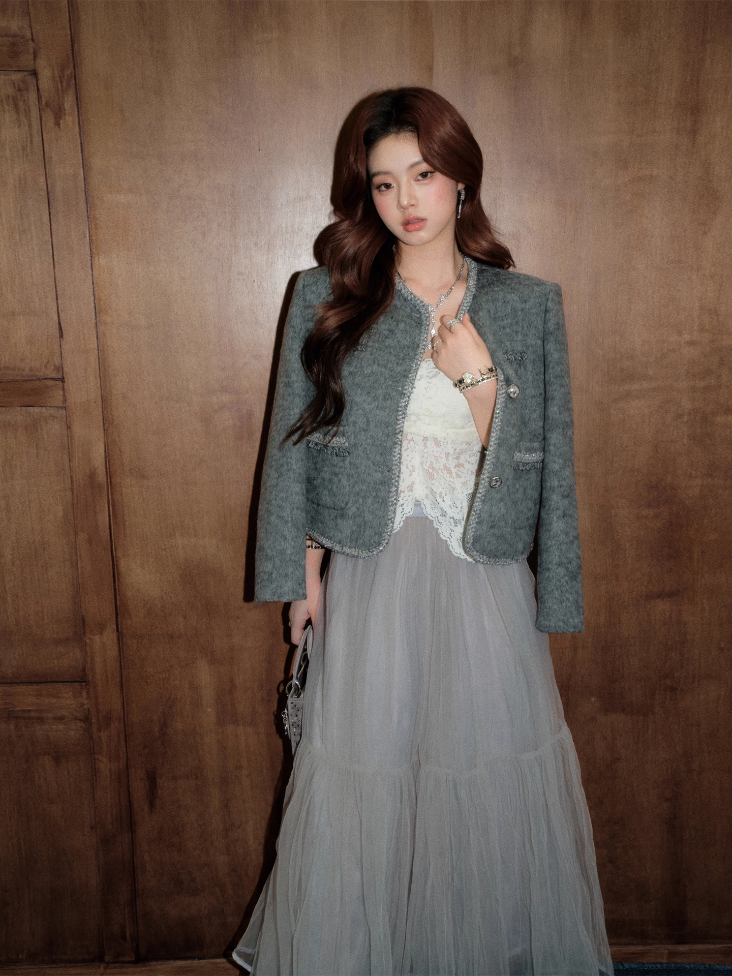 OLIVIA DUO DSY25398 Gray Bouclé Set(SEPERATE)