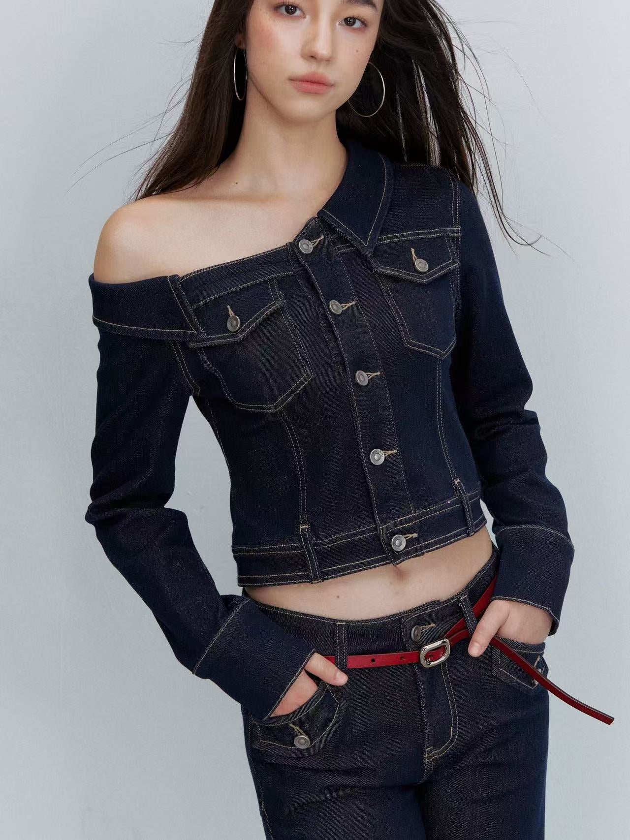 VIA PITTI VIACP6267+VIACC6303 Contrast-Color Tencel Cotton Jacket &amp; Jeans
