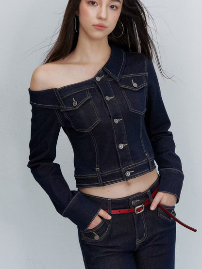 VIA PITTI VIACP6267+VIACC6303 Contrast-Color Tencel Cotton Jacket &amp; Jeans