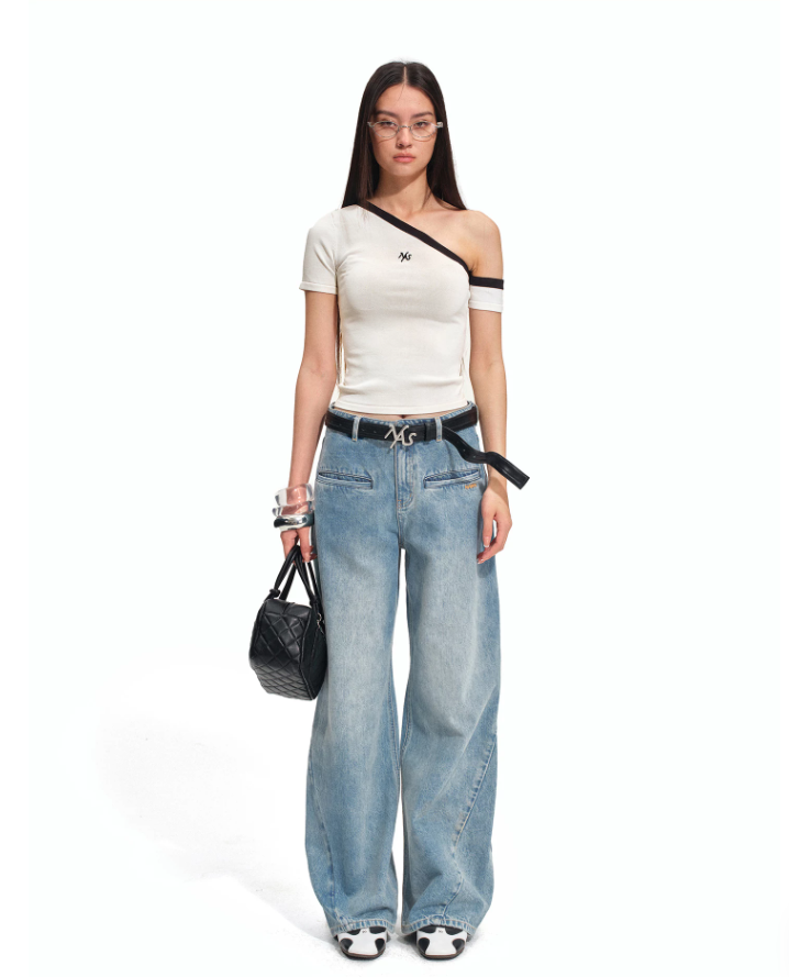 NAWS NAW-T012426 Ice Hem One-shoulder Fitted Top