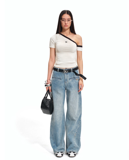 NAWS NAW-T012426 Ice Hem One-shoulder Fitted Top