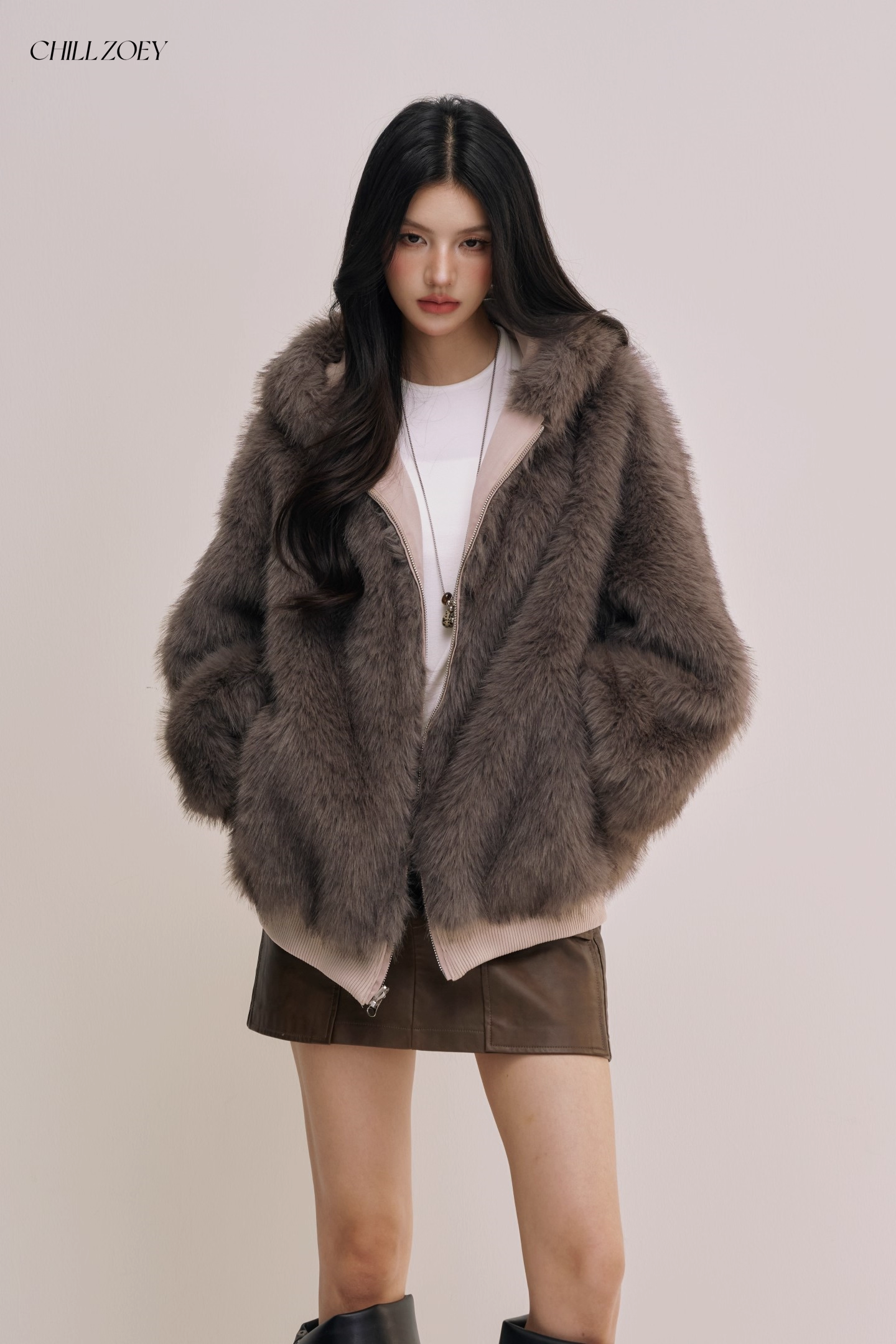Chill Zoey M690325 Double Side Fur Coat