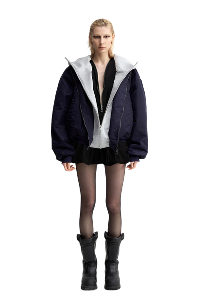 YJINGZYZJ Oversized Bomber Jacket In Blue