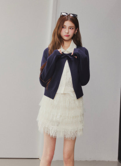 OTEBANBASS Ote260931 Fake Two-Piece Lace Panel Knit Top