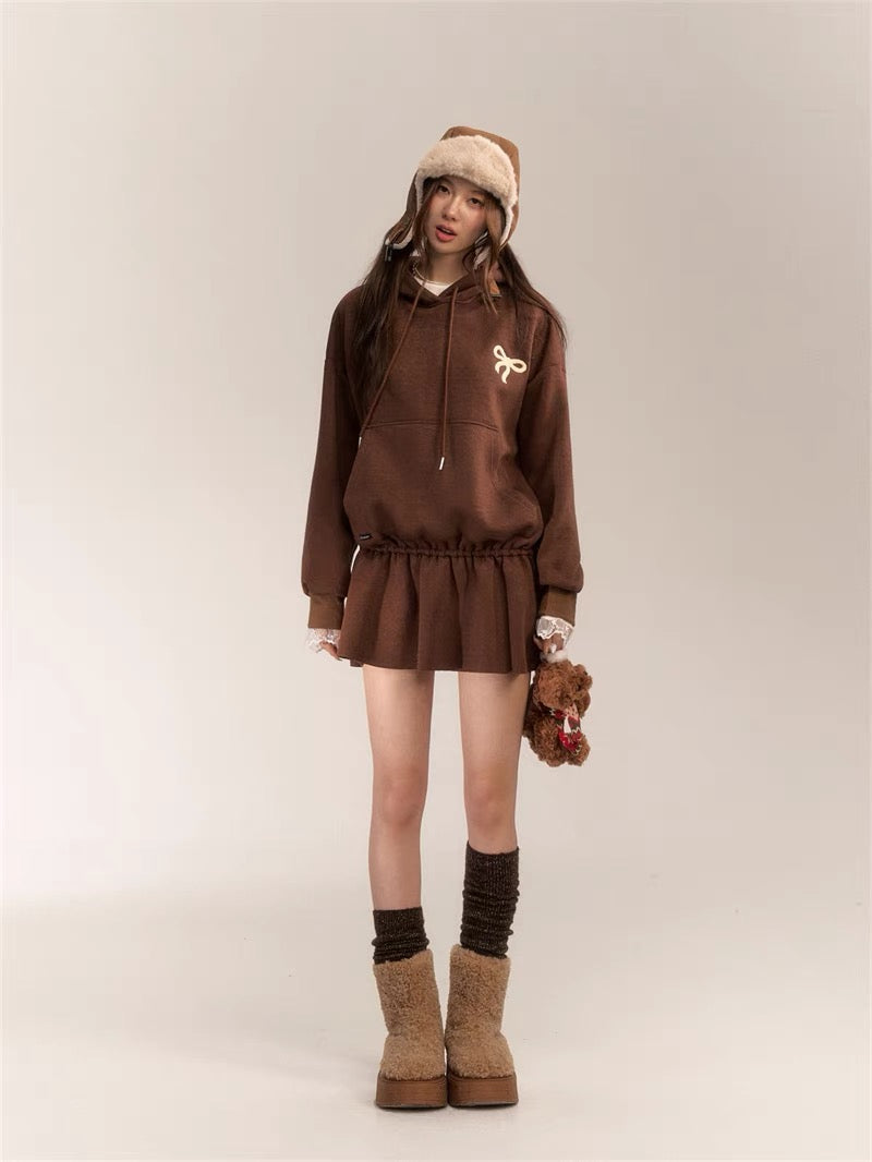 AsGony ASG24630 Hoodie Dress(2color)