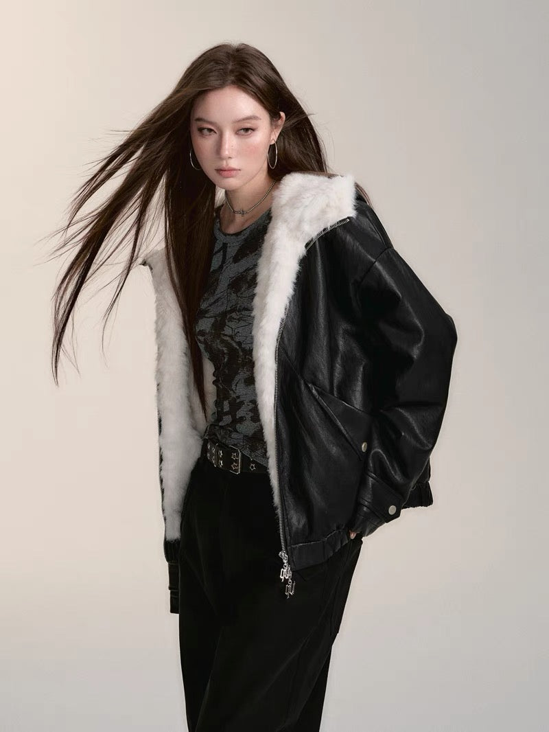 VIA PITTI V24DC121 Contrast Fur Coat(3color)