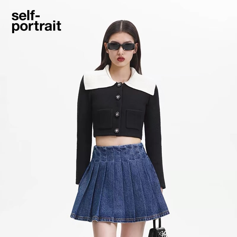 Self-Portrait BLACK CONTRAST TOP