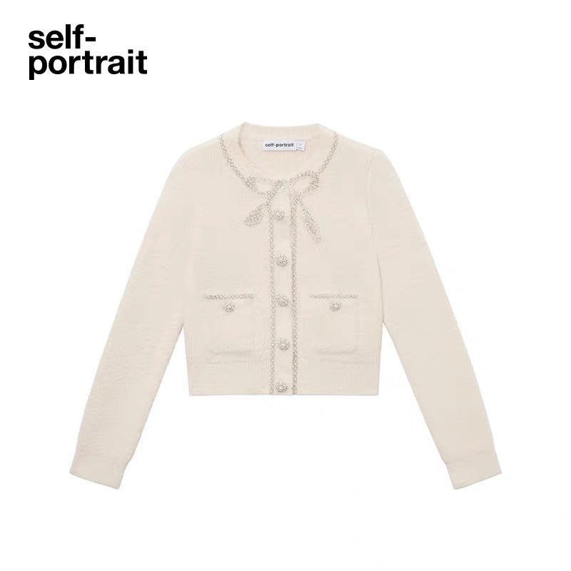 Self-Portrait PEARL BUTTON CARDIGAN