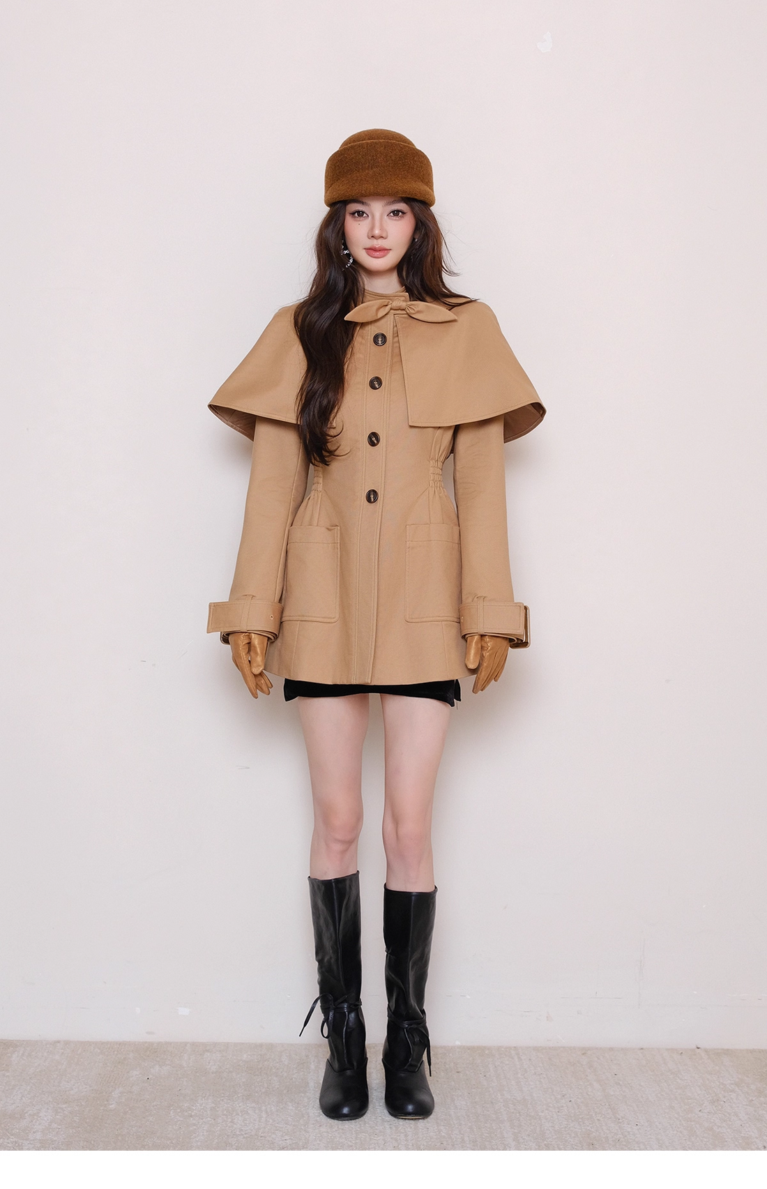 Maison Wester Khaki Trench Cape Coat