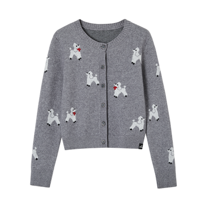 SOMESOWE S2509005 Scarf puppy jacquard knitted cardigan