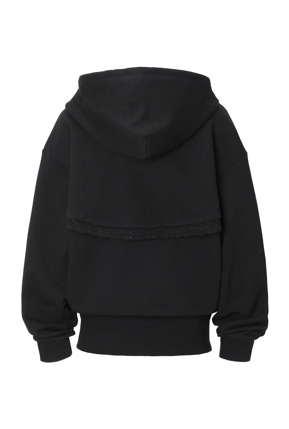 Threetimes Layered lace hoodie (2color)