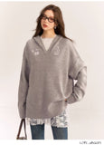 AsGony ASG24554/ASG24553 Grey Sweater & Lace Dress