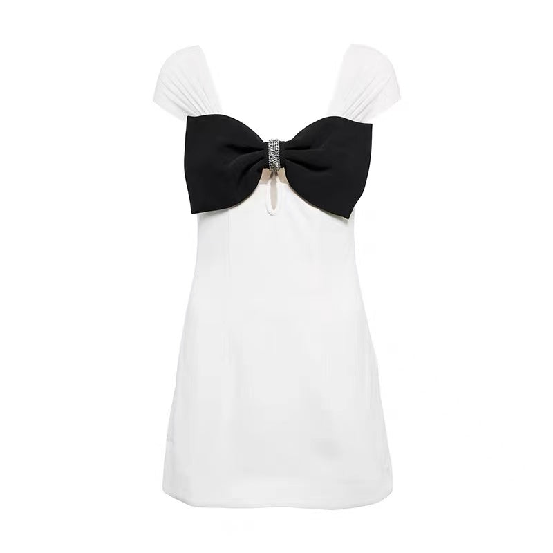 Self-Portrait WHITE CONTRAST BOW MINI DRESS