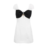 Self-Portrait WHITE CONTRAST BOW MINI DRESS