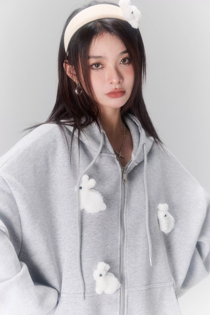 Cloud Season Mini Rabbit Hoodies Coat(2colro)