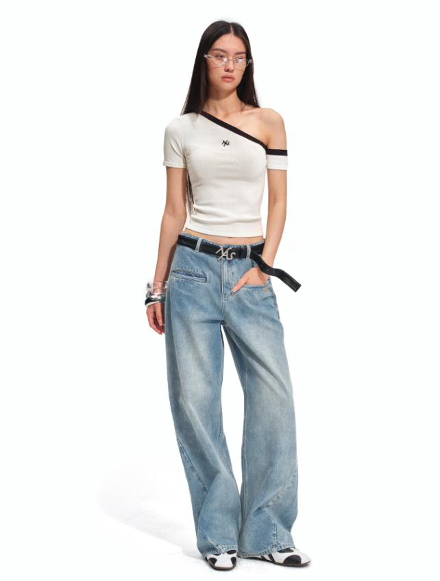 NAWS NAW-T012426 Ice Hem One-shoulder Fitted Top