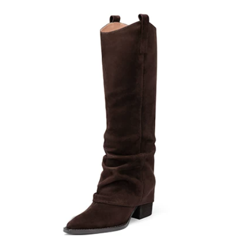 BREADTREE Slouchy Knee-High Pointed Toe Riding Boots