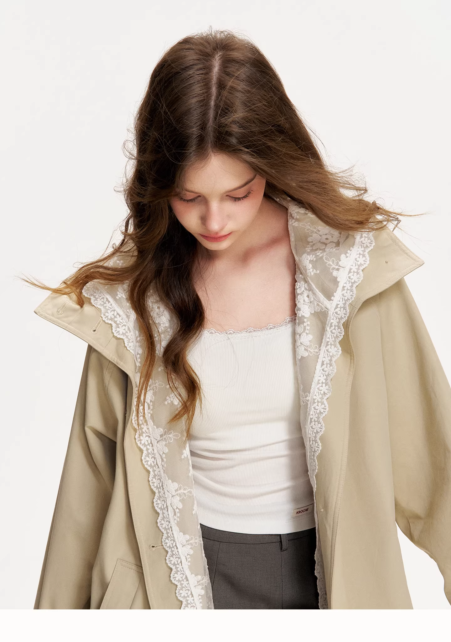 Kroche KZQ8020 Fake two-piece spliced windbreaker jacket