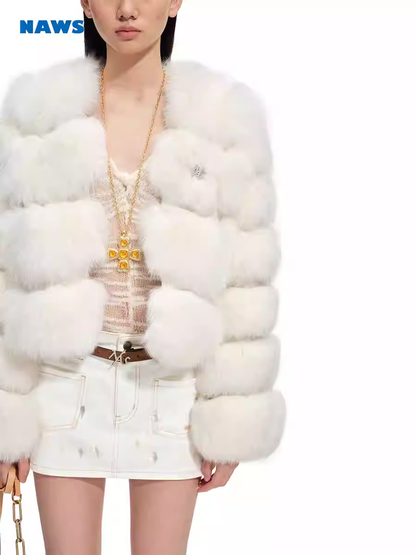 NAWS Polar Collection Finnish White Fox Fur Coat