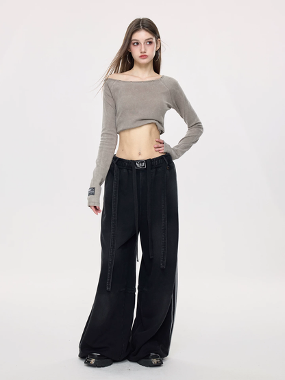 Nova Street Black Patch Pocket Wide Leg Pants
