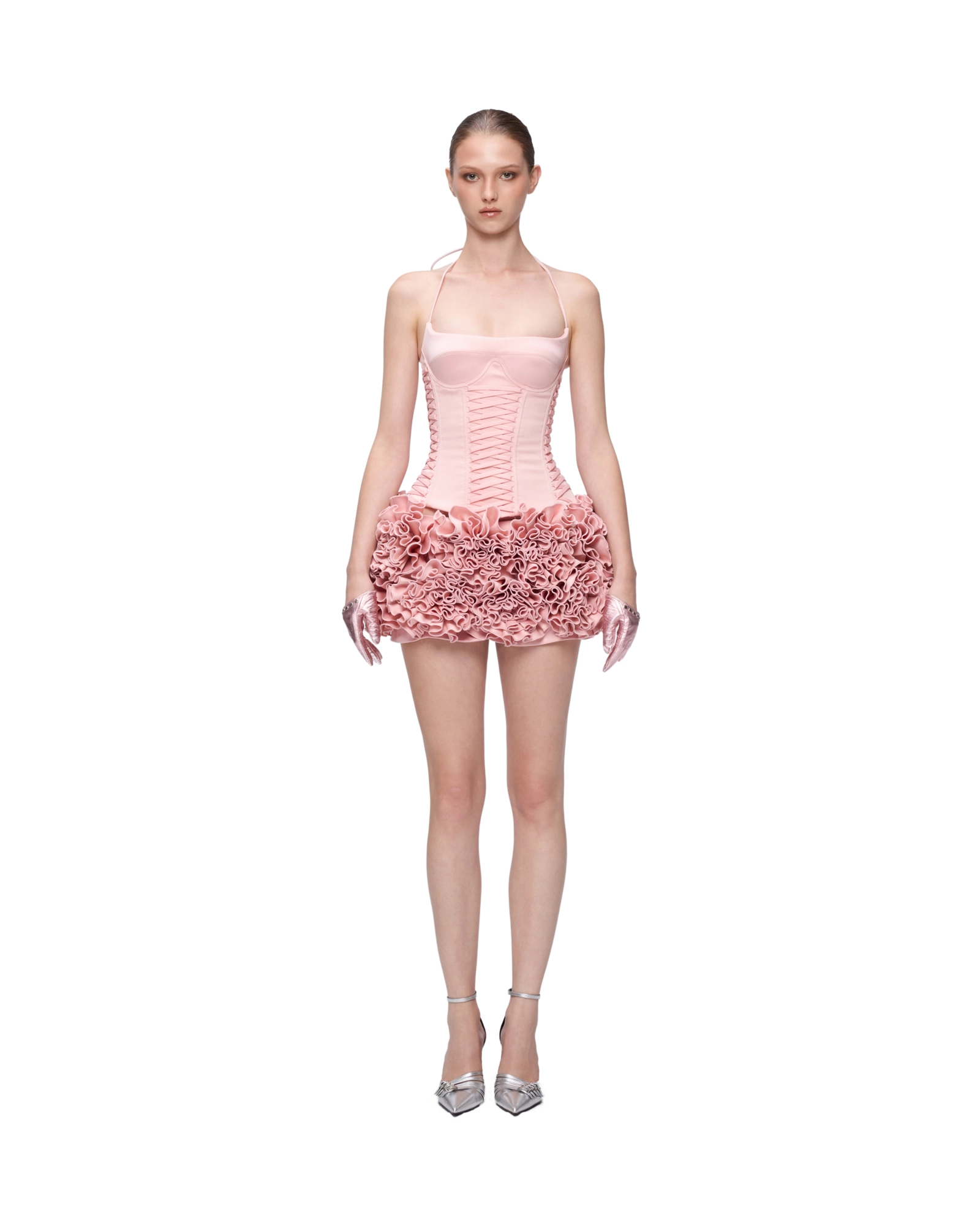 FANCì CLUB  [Best Seller] Hand-embroidered Rose Mini Skirt