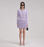 Self-Portrait Lilac Sequin Pleated Knit Skirt
