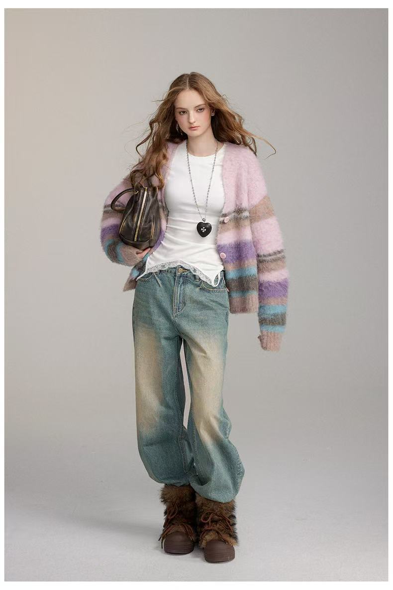 VIA PITTI V24DK284 Colorful striped sweater cardigan