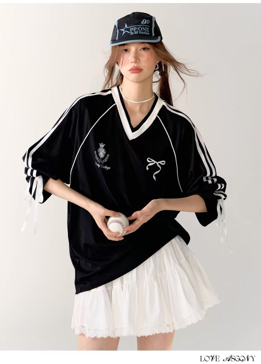 AsGony [Best Seller] 24457Blokette Bow T-shirt (2color)