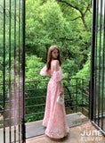 JuneEleven Pink floral long skirt set